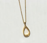 Golden Hollow Teardrop Titanium Steel Necklace, 18