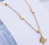 Golden Butterfly Titanium Necklace 18" Ornate Titanium Chain