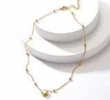 Delicate Heart Necklace, Golden Titanium Steel with 18