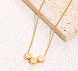 Golden Titanium Steel Circular Triple Drop Necklace with 18