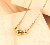Golden Titanium Steel Triple Ball Drop Necklace 16" plus 2" Extension Curb Chain