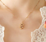 Gold Plated Multi Sphere Drop Necklace 18" Gold Plated Curb Chain