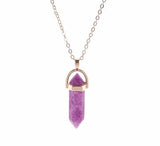 Amethyst Wand Drop Necklace with Golden 18