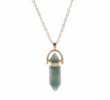 Aventurine Green Wand Drop Necklace Aventurine: for mental clarity, creativity and compassion 18" plus 2" Extension Golden Titanium Curb Chain Pendant Drop 20mm Hypoallergenic: Nickel, Lead and Cadmium Free 