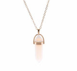 Light Meringue Pink Wand Drop Necklace 18" plus 2" Extension Golden Titanium Steel Curb Chain Pendant Drop 20mm 