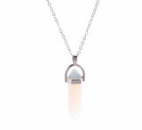 Light Meringue Pink Wand Drop Necklace with Titanium Steel 20