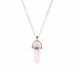 Rose Pink Wand Drop Necklace with Titanium Steel 20