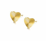 Golden Titanium Heart Stud Earrings, 10mm in size