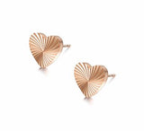 Rose Gold Coloured Titanium Steel Heart Stud Earrings 10mm in size Hypoallergenic: Nickel, Lead and Cadmium Free 