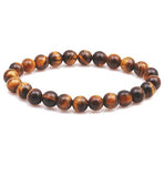 Artisan Natural Stone Tiger Eye Stretch Bracelet Golden Titanium Steel Extension Chain Hypoallergenic: Nickel, Lead and Cadmium Free  Delivered in a soft, black, velveteen pouch