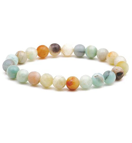 Artisan Natural Stone Amazon Crystal Stretch Bracelet Amazonite:  for luck, success, and good fortune Golden Titanium Steel Extension Chain Hypoallergenic: Nickel, Lead and Cadmium Free  Delivered in a soft, black, velveteen pouch