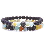 Artisan Natural Stone Amazonite Crystal Double Crystal Stretch Bracelet Hypoallergenic: Nickel, Lead and Cadmium Free  Delivered in a soft, black, velveteen pouch