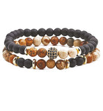 Artisan Natural Stone Kalahari Double Crystal Stretch Bracelet Hypoallergenic: Nickel, Lead and Cadmium Free  Delivered in a soft, black, velveteen pouch