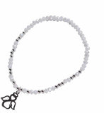 Silver Coloured Stretch Charm Bracelet, Rhodium Plated, with Angel Charm