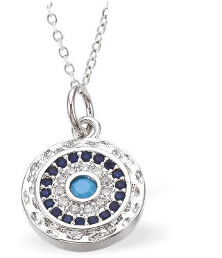 Silver Coloured Magic Circle Necklace Hypo allergenic: Free from Lead, Nickel and Cadmium  12mm in size Colour: Silver Coloured, Rhodium Plated Chain: Choice of Stainless Steel Chain (18") or Sterling Silver Chain (18") Delivered in a soft, black, velveteen pouch