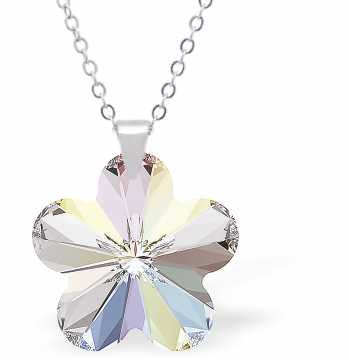 Austrian Crystal Daisy Design Necklace in Aurora Borealis with a choice of Chain