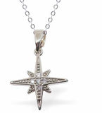 Silver Coloured North Star Necklace, rhodium plated with a choice of Chains