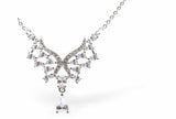 Crystal Encrusted Classy, Sparkly and Elegant Duchess Angel Necklace by Byzantium, rhodium plated.