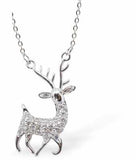 Austrian Crystal Encrusted Cute Reindeer Necklace by Byzantium