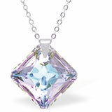 Austrian Crystal Multi Faceted Oblique Square Necklace in Vitrail Light with a Choice of Chains