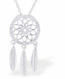 Classic Crystal Encrusted Dream Catcher Necklace, Rhodium Plated