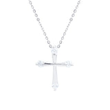 Crystal Tipped Cross Necklace, Rhodium Plated with a choice of necklace