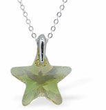 Austrian Crystal Faceted Cute Star Necklace in Luminous Green, with a choice of chains