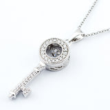 Crystal Encrusted Key Dancing Stone Necklace, Rhodium Plated with a choice of chains