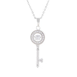 Crystal Encrusted Key Dancing Stone Necklace by Byzantium Rhodium Plated, Hypo allergenic; Nickel, Lead and Cadmium Free 25mm in size