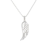 Crystal Encrusted Filigree Wing Necklace by Byzantium Rhodium Plated, Hypo allergenic; Nickel, Lead and Cadmium Free 22mm in size