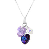 Austrian Crystal Purple Violet and Heliotrope Heart Drop Necklace by Byzantium with a choice of Sterling Silver or Surgical Steel 18" Chain