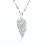 Crystal Encrusted Leaf Necklace by Byzantium Rhodium Plated, Hypo allergenic; Nickel, Lead and Cadmium Free 25mm in size