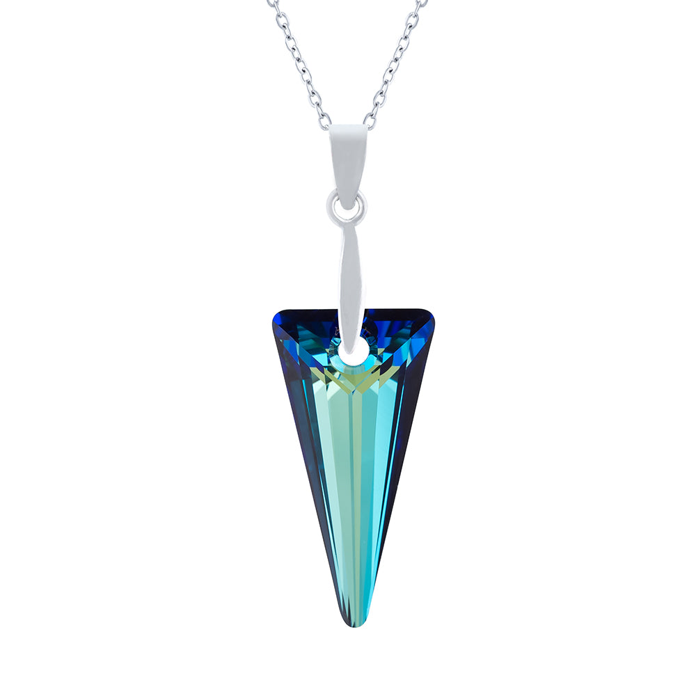 Austrian Crystal Spike Necklace in Bermuda Blue with a choice of chains