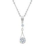 Cupped Austrian Crystal Necklace, Rhodium Plated with a choice of chains