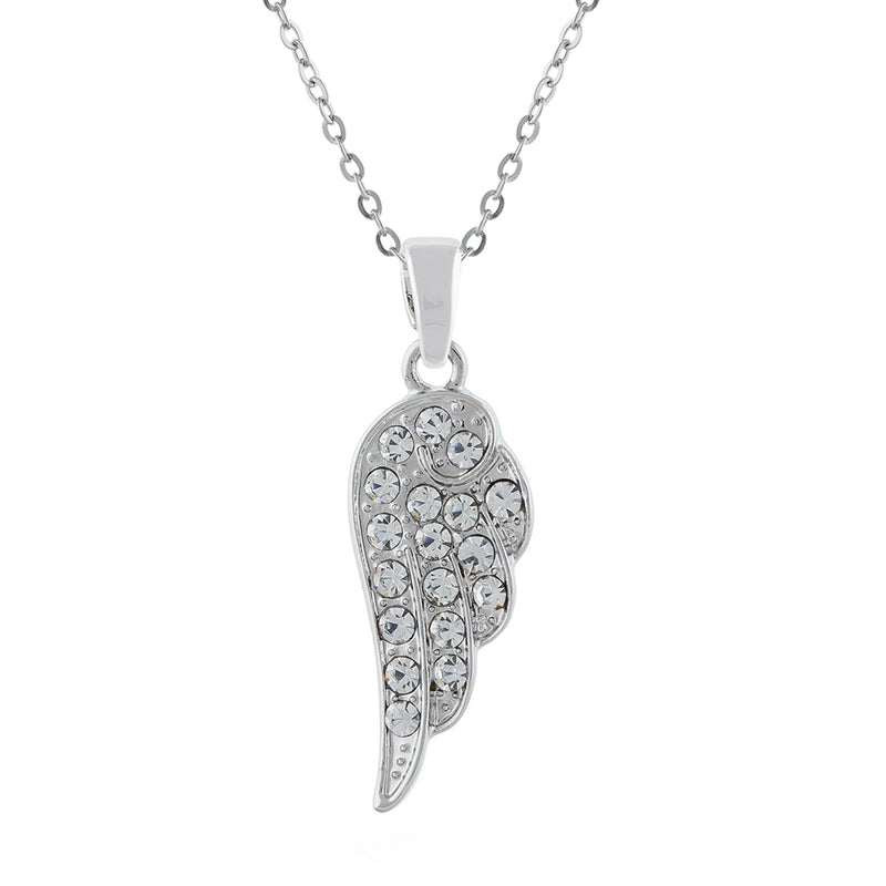 Crystal Encrusted Wing Necklace with a choice of stainless steel or sterling silver chains