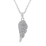 Crystal Encrusted Wing Necklace with a choice of stainless steel or sterling silver chains