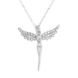 Crystal Encrusted Guardian Angel Necklace with a choice of  stainless steel or sterling silver chain