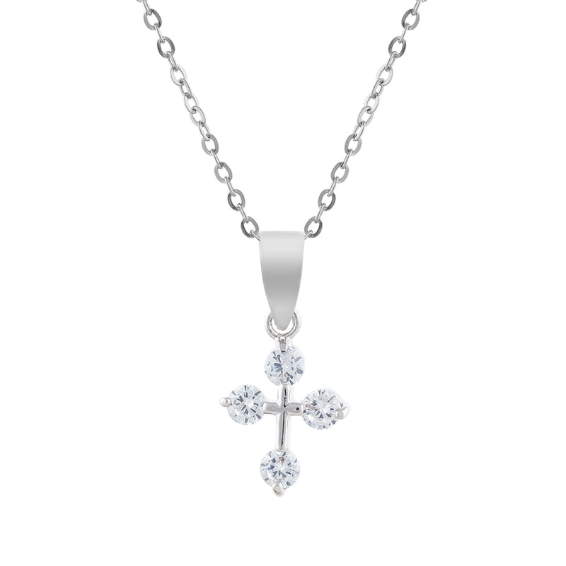 Mini Crystal Cross Necklace with a choice of  stainless steel or sterling silver chain