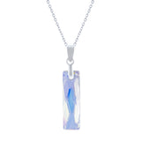 Austrian Crystal Shiny, Sparkly Baguette Drop Necklace Clear Crystal with an Aurora Borealis affect creating a reflective, extra sparkly look.