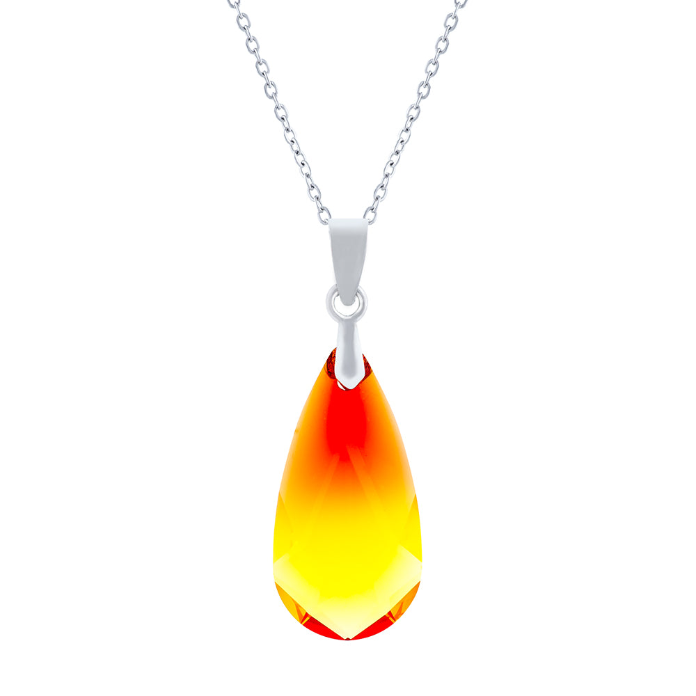 Austrian Crystal Classic Pendant Necklace in Fire Opal, with a choice of chains