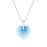 Austrian Crystal Heart Necklace in Aquamarine Blue, with a Choice of chains.