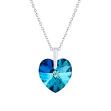 Austrian Crystal Multi Faceted Heart Necklace in Bermuda Blue, with a Choice of Chains.