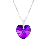 Austrian Crystal Heart Necklace in Heliotrope (Purply/Blue), with Choice of Chains