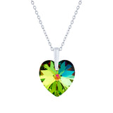 Austrian Crystal Heart Necklace in Vitrail Medium (Purply/Green), with a Choice of chains.