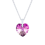 Austrian Crystal Heart Necklace in Vitrail Light (Pinky/Blue), with a Choice of chains.