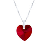 Austrian Crystal Heart Necklace in Siam Red, with Choice of chains.
