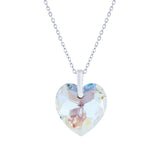Austrian Crystal Faceted Heart Necklace in Aurora Borealis, choice of chains