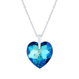 Austrian Crystal Multi Faceted Heart Necklace in Bermuda Blue, with a Choice of chains.