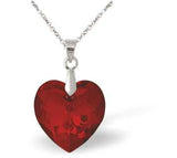 Austrian Crystal Multi Faceted Heart Necklace in Siam Red, with a Choice of chains.