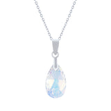 Austrian Crystal Teardrop Necklace, in Aurora Borealis with Choice of Chains